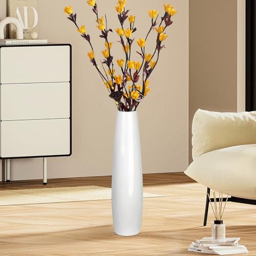 Ceramic Floor Vase, GDSZJLJ 17.7" Tall White Large Decorative Vases for Modern Home Decor, Living Room, Minimalist Style Big Flower Vase for Pampas Grass, Flowers, Twigs, Office, Bedroom Décor - Image 5