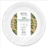 Jena Eco Platos fuertes compostables, paquete de 150