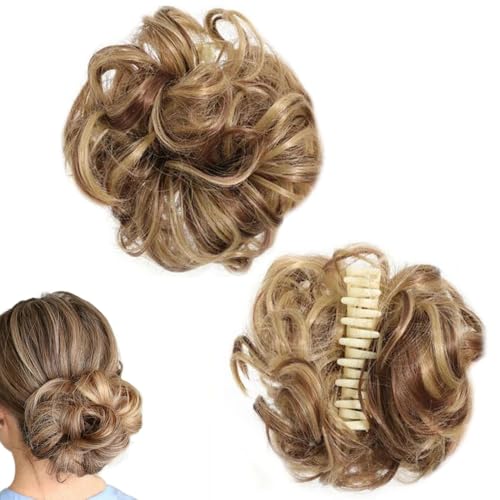 Meetitsneeds Bun Extension Clips, Voluminous Synthetic Bun Wig with Adjustable Clip, Scrunchie Hairpiece for Women, DIY Short Po