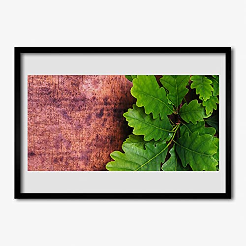 Cadre en MDF avec affiche 70x50 cm Tulup motif arbre et feuilles de chêne prestige