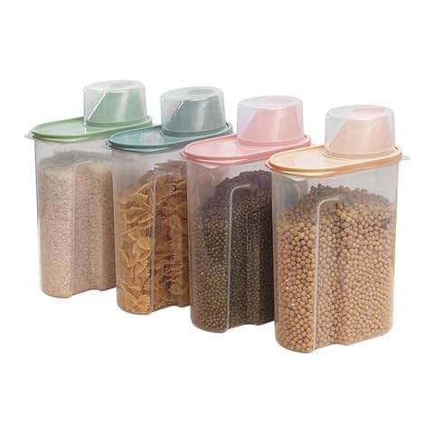 CROWNSHOP 4-Piece Airtight Cereal Container Set Cover