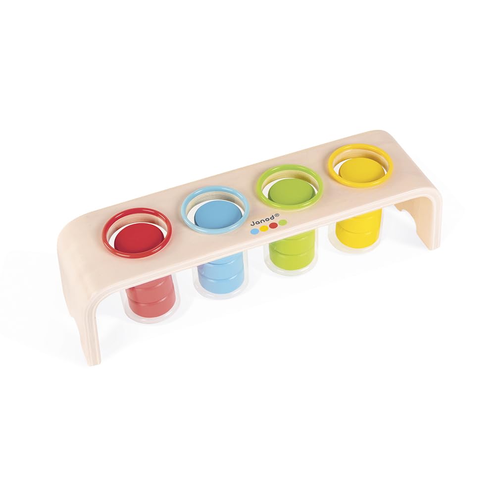 Janod - Essential - Colours Sorting - Wooden Early Learning Educational Game - Teaches Colours and Fine Motor Skills - Water-Based Paint - Ages 2 and Up, J05066