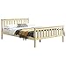 Produktbild [en.casa] Holzbett 140x200cm mit Hohem Kopfteil und Lattenrost Naturholz Bettgestell Bett Kiefernholz Doppelbett Jugendbett