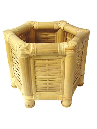 WH WORKING HOUSE MACETERO Maceta CUBREMACETAS Hexagonal Bambu Grueso Pesado Mediano