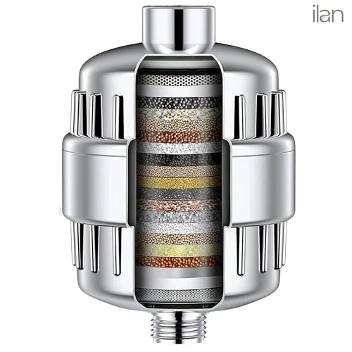 Image of Ilan 15 Stage Shower Filter for Hard Water | Water Softener for Bathroom | Removes Impurities for Healthier Skin & Hair | Chlorine Remover | Hard Water Tap Filter