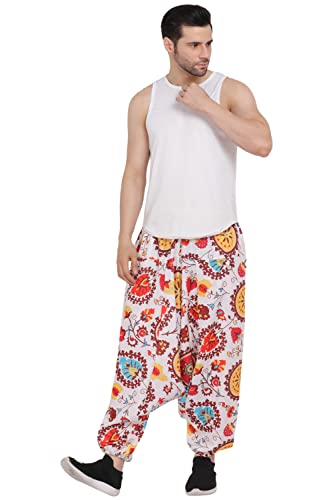 Image of Whitewhale Men's Cotton Solid Harem Pants Yoga Trousers Hippie Pant
