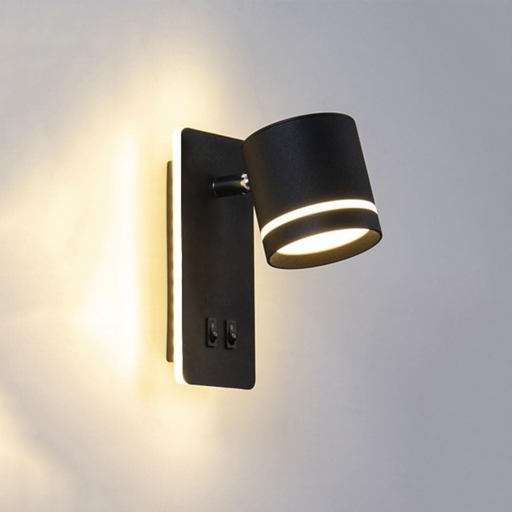 HAvern Wall Sconce Adjustable Wall Sconces with Switch Surface Mount Book Reading Lamps 6W+9W LED Reading Wall Lights for Bedroom, Backlight Night Wall Lamp 3 Color Mode Wall Light (null