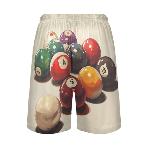 ALAZA Vintage Billiard Balls Men's Pajama Shorts with Pockets2