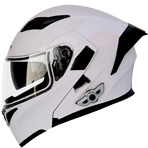 Motorcycle Bluetooth Helmet, Modular Flip-Type Double Sun Visor Full Helmet, DOT Certified Helmet, Built-in Mp3 FM Broadcast Integrated Intercom Communication System Q,M 57-58CM