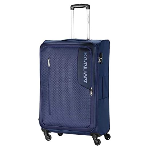 Kamiliant by American Toursiter Kojo 69 Cms Medium Check-in Polyester Soft Sided Speedwheel 4 Wheels 360 Degree Rotation Spinner Softshell Carry-On Luggage, Blue, 43 Centimeters, 30.5 Centimeters