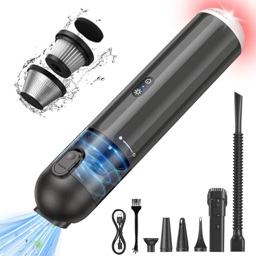 RUBOT Handheld Vacuum Cleaner, Car Vacuum Cleaner with 13KPa/120W High Power, Mini Hand Held Vacuum Cordless Powerful Rechargeable, Car Hoover for Car,Home,Outdoor,Air Blower-(P13 Black)