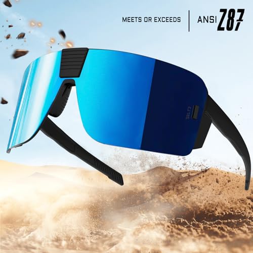 WISTON XL Z87 Sunglasses for Big Heads Men Women,Sports Sunglasses for Cycling Golf ANSI Z87 Sun Glasses UV Protection 8227 Blue2