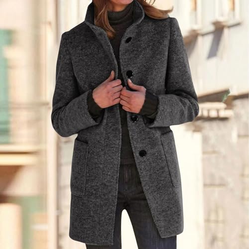 Long Wool Coats Women Thicken Wool Blend Stand Collar Single Breasted Pea Jacket Cute Winter Peacoat2