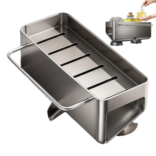 Soporte de esponja para fregadero con bandeja integrada para encimeras 2