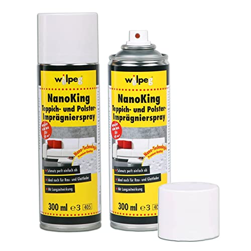 WILPEG Teppich & Polster Imprägnierspray, Imprägnierung NanoKing 300ml - Pflege und Schutz Spray, Menge:2 Cover