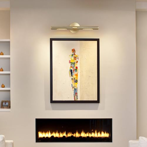 Image of 19 inch L Picture Light Dimmable Vanity Bathroom Light Rotatable 360 Wall Sconce Lights for Pictures Art Gallery Painting Frame,Include Bulbs,Brass 19 inch L x 1.38 inch D