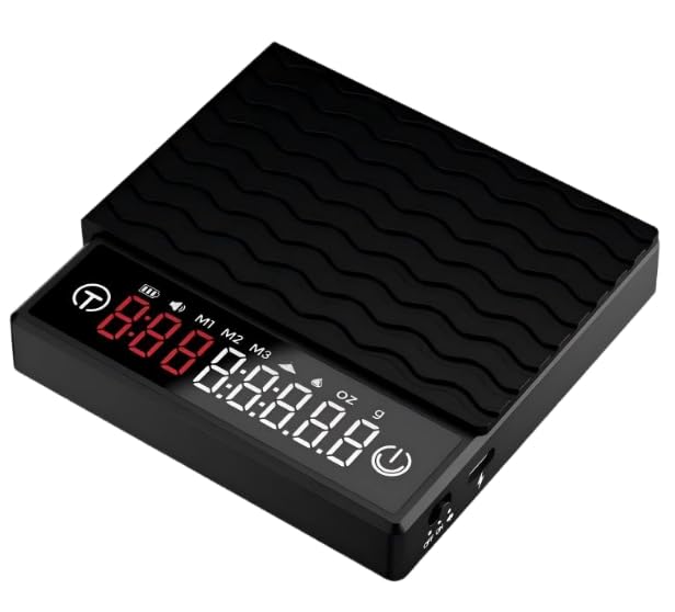 HOTUT Mini-Kaffeewaage mit Timer, USB Wiederaufladbare Espresso Waage, Hochpräzise 2KG/0,1g Kaffee Waage mit LED-Display Automatischer Zeitmessung, Tragbare Espressowaage Digitale Küchenwaage, Schwarz