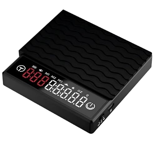 HOTUT Mini-Kaffeewaage mit Timer, USB Wiederaufladbare Espresso Waage, Hochpräzise 2KG/0,1g Kaffee Waage mit LED-Display Automatischer Zeitmessung, Tragbare Espressowaage Digitale Küchenwaage, Schwarz