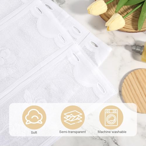 KUHAWL 4 Stück Scheibengardinen, 130 x 45 cm Bistrogardine, Weiß Halbtransparent Besticke Scheibengardinen Modern Kurze Küchengardinen mit Ösen für Küche Wohnzimmer Schrank Wohnwagen