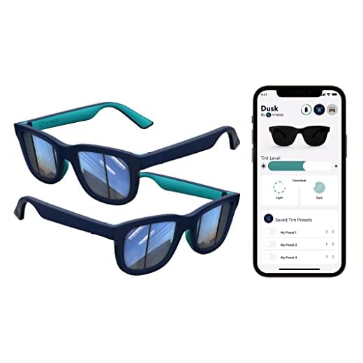 Ampere Dusk App-enabled Tint Adjustable Sunglasses, Smart Sunglasses with Open Ear Audio, Electrochromic, Mirrored Lenses, Polarized Lenses, Voice Assistant, Music, Calls (Teal & Navy)