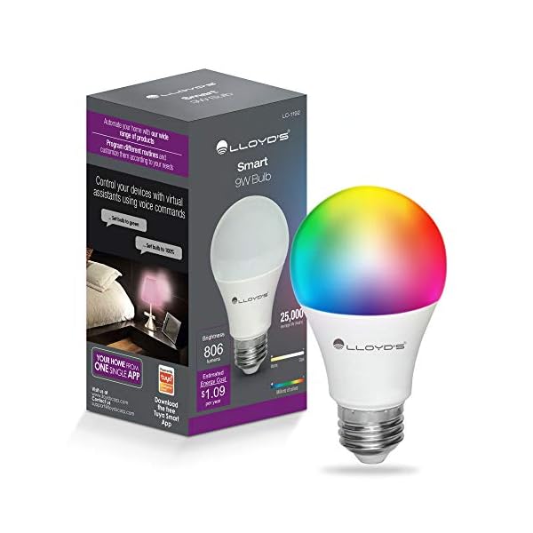 WiFi Smart Bulb A19, Mehrfarbig + Weißlichtbereich (Warmweiß bis Kaltweiß, 2700K-6500K), Funktioniert mit alexa…