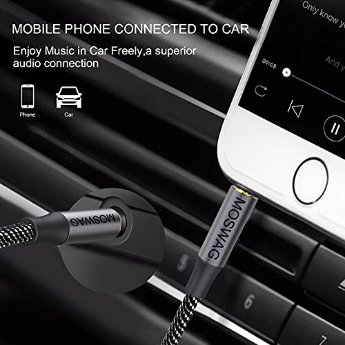 Moswag 3.28Ft/1Meter 3.5Mm Aux Cord To 3.5Mm Audio Aux Jack Cable Male To Male Aux Cable Nylon Braided Stereo Jack Cord For Phones,Headphones,Speakers,Tablets,Pcs,Music Players And More #TOP2