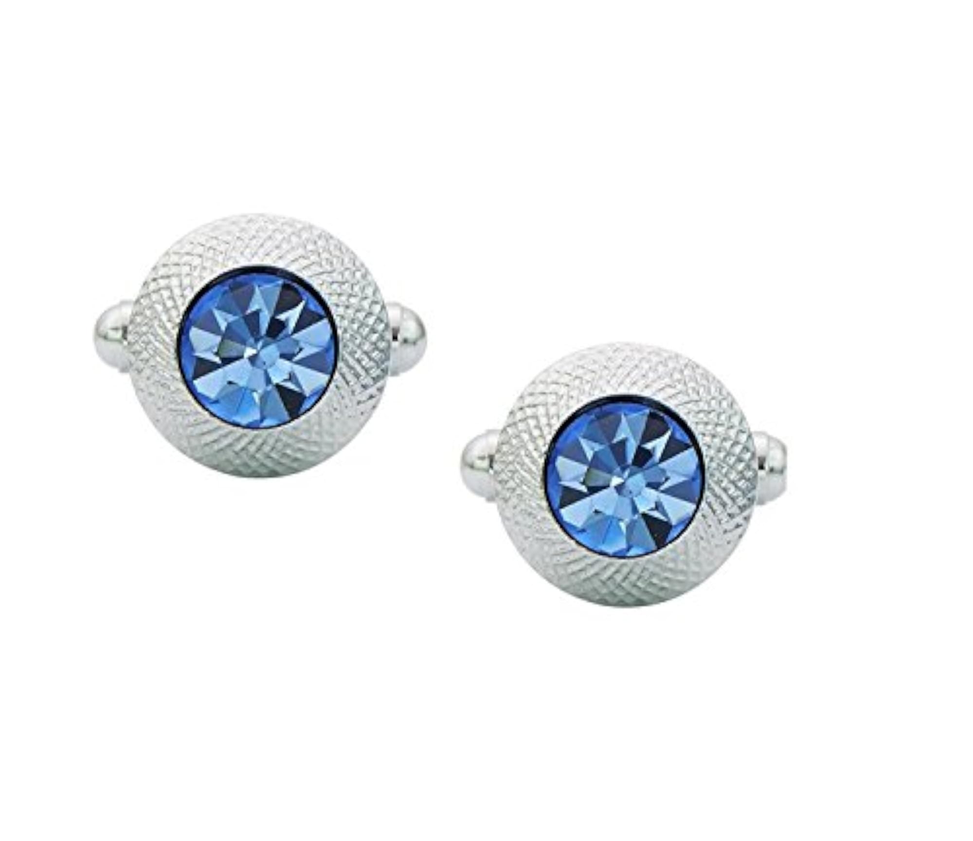 Men's Unique Shape Silver Cufflinks with Diamond Crystals