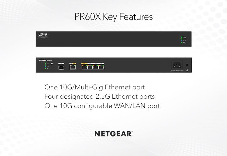 NETGEAR 6-Port 10G/Multi-Gig Dual WAN Pro Router PR60X | Desktop/Wall-Mount | Insight Cloud Management | Plug & Play | Firewall Protection | 3 Year Warranty Next Business Day
