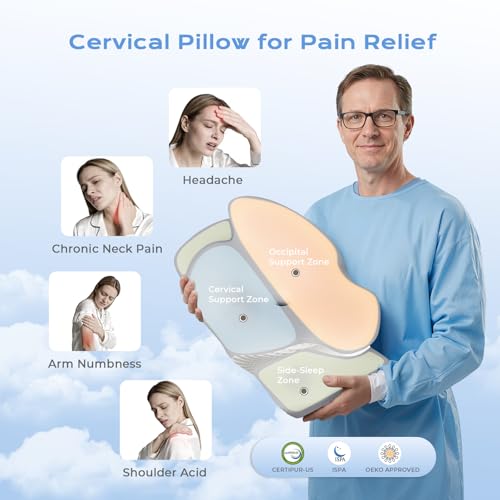 VYXENIZOM Cooling Cervical Neck Pillow for Sleeping, Ergonomic Memory Foam Pillows for Neck Support & Pain Relief, Odorless Adjustable Orthopedic Bed Pillows for Side Back Stomach Adults Sleepers - image 6