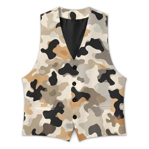 Desert Camouflage Men's Suit Vest Slim Fit Business Dress Party Pattern Waistcoat Vest Top3