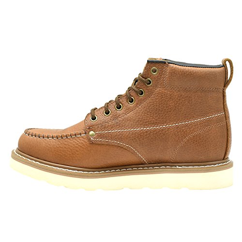 Image of King Rocks Men's Construction Work Boots, Moc Toe, Lightweight Wedge Sole, Water Repellent Leather for Protection