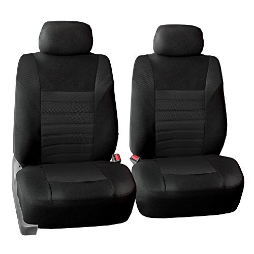 FH Group Automotive Car Seat Covers Front Set Premium 3D Air Mesh Front Seat Covers, Airbag Compatible Universal Fit Interior Accessories for Cars Trucks and SUVs - Black