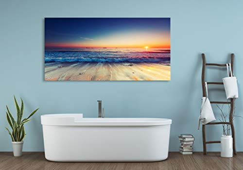 Baisuwallart S05775 Blue Ocean Seascape Canvas Prints Wall Art Sea Beach Pictures Sunset Waves Paintings For Living Room Bedroom Home Decorations Office Modern Framed Ready To Hang Landscape Artwork #TOP6