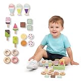 Mamabrum Holz Konditorei für Kinder - Spielsüß, Donuts, Eis & Plätzchen, Geschäft & Holzküche, 19 Teile