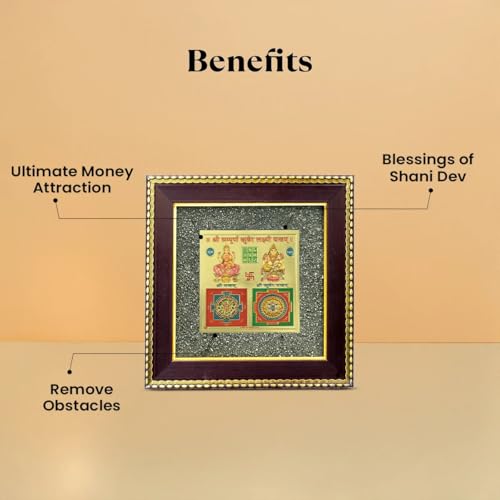 Image of Astrotalk Lakshmi Kuber Yantra on Raw Pyrite Frame | Pyrite Attracts Money, Yantra Brings Wealth | Invoke Laxmi & Kuber for Blessings & Stability | Vastu items for Home & Office | 19x19x1 cm | 1 Piece