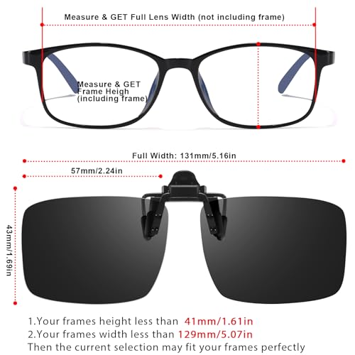 VIEWBETTER® 2 Pack Clip On Day & Night Vision Glasses for Driving Polarized Anti Glare Flip-Up Sunglasses2