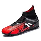 Men's Soccer Boots High-Top Sports TF Professional Football Shoes Sneaker Turf Black