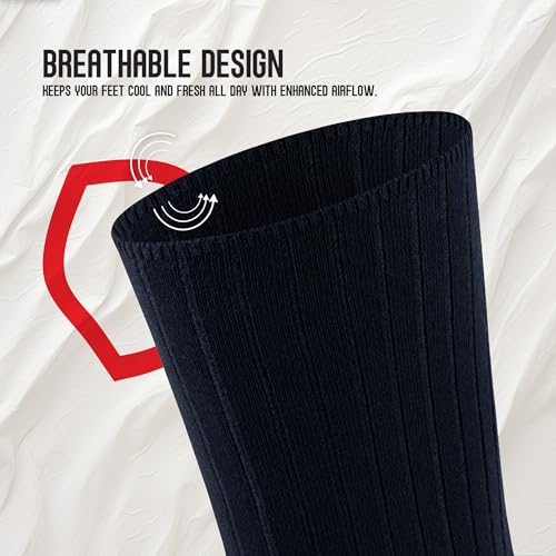 Cotton Socks with Smooth Toe Seam & Strong Elastic Cuff for Men and Women-Moisture Wicking-Work & Everyday Use4