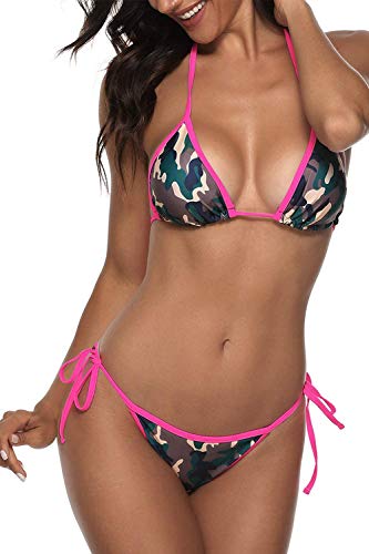 Image of Women Two Piece Swimsuit Sexy Swimwear Halter String Triangle Bikini Sets