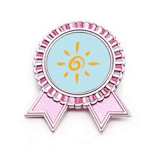 Pin's peint à la main soleil jaune rose métal M broche badge pour vêtement