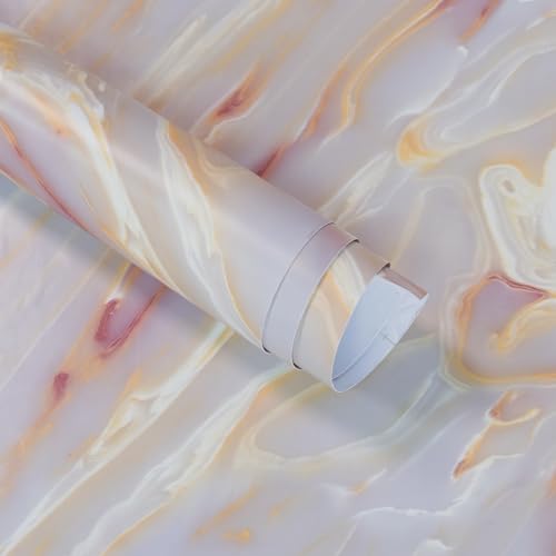 Boobest 345"x31" Wide Glossy Marble Contact Paper Pink Purple Granite