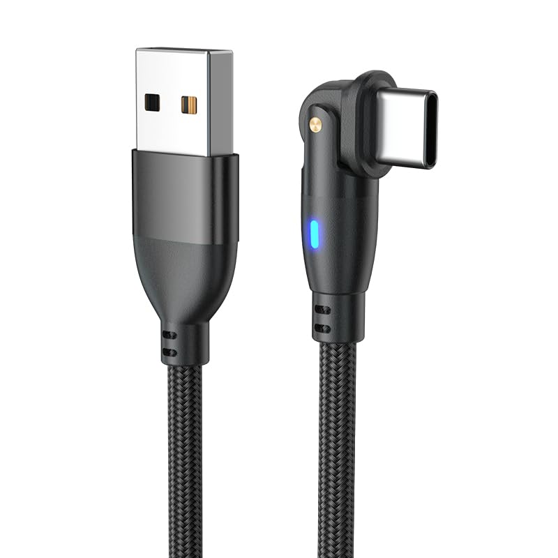 USB Type Cケーブル Ｌ字型 180度回転 急速充電 高速データ転送 マイクロ USB ケーブル 強化TPE製 USB Cケーブル Galaxyその他Android各種 などUSB-C機器対応 ブラック (0.5m)