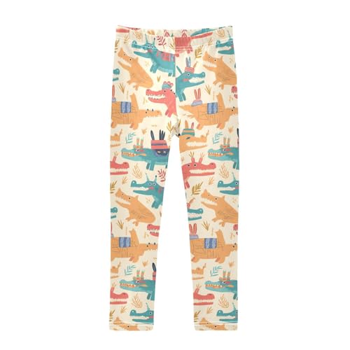 Cute Cartoon Crocodile Alligator Kids Baby Girls Leggings Casual Full Length Activewear Running