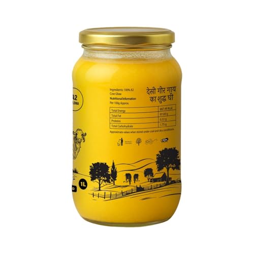 Image of Grace of Cows A2 Gir Cow Ghee 1L - 100% Pure & Natural Desi Ghee Made Using Traditional Bilona Method - For Cooking, Digestion & Daily Wellness