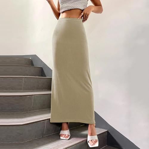 Women's Long Midi Pencil Skirt High Waisted Bodycon Summer Dresses Casual Office Work Business Skirts2