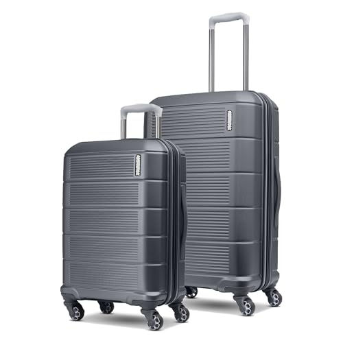 Image of American Tourister Stratum 2.0 Hardside Expandable Luggage with Spinners, Charcoal, 2PC SET (Carry-on /Medium)
