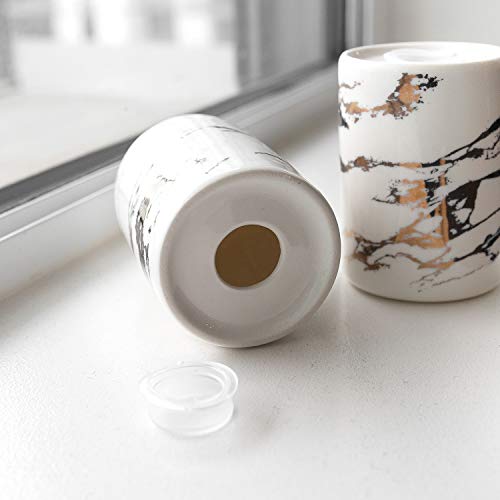 Varato Design Gold Ceramic Salt And Pepper Shakers With Lids - Modern Salt And Pepper Shaker Set #TOP5