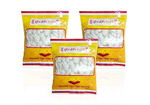 Shubhkart Round Cotton Puja Wicks Religous Jyot Bati -14 GMS (Pack of 3)