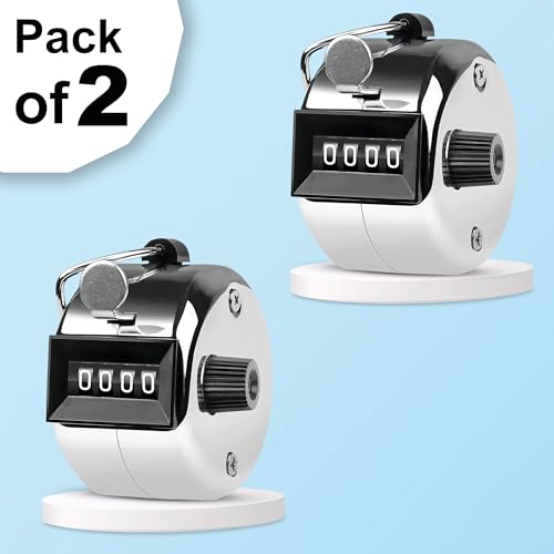 Image of GLUN Tally Counter, 4-Digit Metal Hand Finger Counter for Counting, Knitting, Coaching Golf, Lap, Fishing (Pack of 2)
