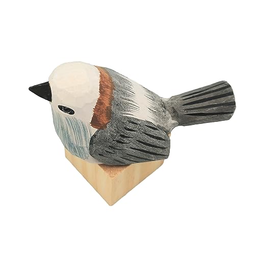 Figura de pájaro tallada a mano en madera para decoración miniatura 5
